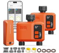 XinFuture 2 Pezzi Centralina Irrigazione WiFi 2 uscite Tecnologia RF 300 m | Timer Irrigazione Compatibile con APP e Vocale Alexa, Computer Irrigazione, Temporizzatore Irrigazione Ritardo Della Pioggia
