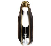 Xingbiyou Anime Monster High Cleo De Nile Cosplay parrucca,Lungo Nero Giallo Marrone Misto,Parrucche per feste di Halloween per donne e ragazze