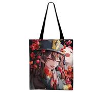 Xingchangda Borse di tela Hutao Zhongli/Yae Miko Figure Anime Tote Bag Canvas Tote Bag riutilizzabile Borsa per la spesa casual leggera borsa per scuola, palestra, viaggi, HuTao, 42*35cm