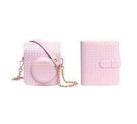 XinGeeek Custodia per fotocamera Polaroid Mini 12 con album fotografico, borsa portatile in pelle PU, tracolla regolabile, per amanti della fotografia (rosa)
