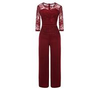 XINGENG Jumpsuit Donna Eleganti da Cerimonia Pizzo Pantaloni Gamba Larga Ragazza Estate Monopezzi E Tutine OnePiece Tuta Jumpsuit Sera Festa Abito Lunghe Vacanza Sexy (Rosso, x_l)