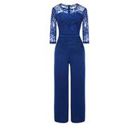 XINGENG Jumpsuit Donna Eleganti da Cerimonia Pizzo Pantaloni Gamba Larga Ragazza Estate Monopezzi E Tutine OnePiece Tuta Jumpsuit Sera Festa Abito Lunghe Vacanza Sexy (Blu, m)