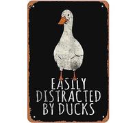 XingFox Animali da fattoria facilmente distratti dalle anatre Cartelli in metallo divertenti per contadini, caverna per uomini, arte murale per cucina, fattoria, bar, regalo per la casa, 8x12 pollici