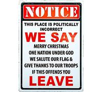 XingFox Avviso di latta vintage Questo posto è politicamente scorretto se questo ti offende, lascialo andare Poster in metallo e alluminio, decorazione da parete, 8x12 pollici