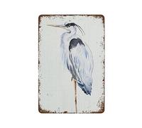 XingFox Blue Heron Wall Art Elegante cartello in metallo vintage, decorazione per la casa, cartello artistico più iconico, decorazione da parete, 8x12 pollici
