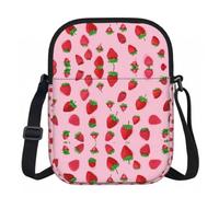 XingFox Borsa a tracolla con cerniera e graziosa stampa di fragole, con fodera interna liscia per un facile accesso, ideale per l'uso quotidiano, le attività all'aperto e i viaggi.
