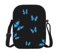 XingFox borsa a tracolla con cerniera e stampa a farfalle blu, con fodera interna liscia e facile accesso, ideale per l'uso quotidiano, le attività all'aperto e i viaggi.