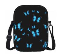 XingFox borsa a tracolla con cerniera e stampa a farfalle blu, con fodera interna liscia e facile accesso, ideale per l'uso quotidiano, le attività all'aperto e i viaggi.