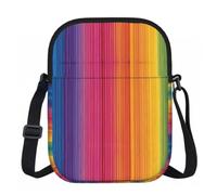 XingFox Borsa a tracolla con cerniera e stampa a righe arcobaleno, con fodera interna liscia per un facile accesso, ideale per l'uso quotidiano all'aperto e in viaggio.