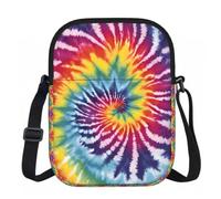 XingFox Borsa a tracolla con cerniera e stampa tie-dye arcobaleno, con fodera interna liscia per un facile accesso, ideale per l'uso quotidiano all'aperto e in viaggio.