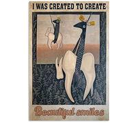 XingFox Cartelli in metallo con scritta Dentista che estrae i denti, creati per creare splendidi sorrisi, poster da parete per studio dentistico, targa decorativa per studio dentistico, 8x12 pollici