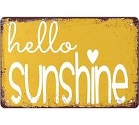 XingFox Cartelli in metallo con scritta Hello Sunshine - Decorazione artistica da parete squisita, regalo ispiratore, affermazioni positive, cartelli in metallo con scritta 8x12 pollici