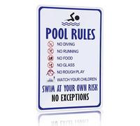 XingFox Cartello con le regole della piscina, avvertimento: nuotare a proprio rischio e pericolo, cartello in latta vintage per piscina, parco acquatico, spiaggia, decorazione 8x12 pollici