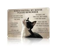 XingFox Cartello con le regole per i gatti: quando visiti casa mia, ricordati di farlo. Decorazione murale per ristorante e caffetteria, 8x12 pollici.