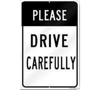 XingFox Cartello in latta con avviso di avvertimento, guidare con prudenza, pesante, 8x12 pollici (altezza lunghezza)