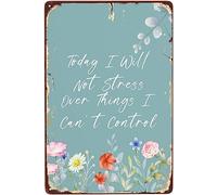 XingFox Cartello in latta retrò in metallo e alluminio, decorazione con pittura, oggi mi stresserò per cose che non posso controllare, targhe in metallo vintage, decorazione 8x12 pollici