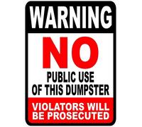 XingFox Cartello in metallo con avviso di divieto di utilizzo pubblico del cassonetto, cartello adesivo per l'inconveniente, 8x12 pollici