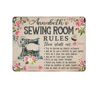 XingFox Cartello in metallo con le regole della stanza da cucito, divertente, retrò, in latta, vintage, per la stanza da cucito, decorazione da parete per la stanza da cucito, 8x12 pollici