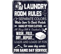 XingFox Cartello in metallo con regole per la lavanderia, decorazione rustica, vintage, per casa, bagno, vasca da bagno, pub, taverna, hotel, grotta, parete, retrò, regalo in latta, 8x12 pollici