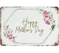 XingFox Cartello in metallo e alluminio per la festa della mamma, decorazione da parete retrò per giardino, bagno, caffetteria, bar, taverna, garage, 8x12 pollici