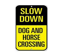XingFox Cartello in metallo in alluminio per rallentare il traffico di cani e cavalli che attraversano la strada per esterni e interni, 8x12 pollici