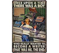 XingFox Cartello in metallo retrò vintage C'era una volta un ragazzo che voleva davvero diventare uno scrittore, decorazione da parete per interni ed esterni, 8x12 pollici.
