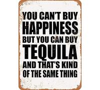 XingFox Cartello retrò in metallo Non puoi comprare la felicità, ma puoi comprare la tequila, cartello in metallo per casa o bar, musica, club, decorazione per la stanza, 8x12 pollici