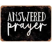 XingFox Cartello rustico in metallo con scritta Preghiera esaudita, cartello vintage da cucina, decorazione da parete per fattoria, giardino, bar, club, 8x12 pollici