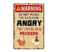 XingFox Cartello rustico vintage per esterni con pollo - Targa decorativa divertente da 8x12 pollici, decorazione per cucina in stile fattoria, regalo divertente per gli amanti del pollo