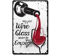 XingFox Che il tuo bicchiere di vino non sia mai vuoto, targhe in latta vintage retrò per casa, garage, fattoria, giardino, bar, caffè, cucina, decorazione da parete, 8x12 pollici
