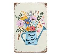 XingFox Che meraviglioso mondo di fiori Retro Sign Alluminio Vintage Sign Regalo per casa Parete Camera da letto Club Porta d'ingresso Decorazione 8x12 pollici