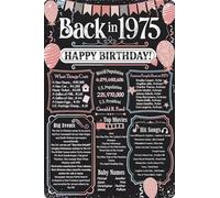 XingFox Decorazioni per feste di compleanno per il 50° compleanno, cartello in metallo retrò del 1975, 8x12 pollici, regali di stampa per uomini e donne che compiono 50 anni