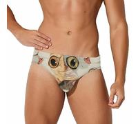 XingFox Gatto Che Ti Guarda, Slip da Bagno da Uomo, Costume da Bagno Sexy, Intimo da Bagno