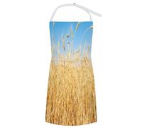 XingFox Grembiule con pettorina Campo di grano contro il cielo, tasche frontali, cinturino regolabile per il collo, ideale per cucina, chef, pasticceria e barbecue, per uomo e donna.