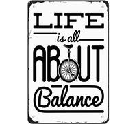 XingFox La vita è tutta una questione di equilibrio, monociclo, decorazione da parete per bar, caverna dell'uomo, fattoria, sala da pranzo, garage, 8x12 pollici