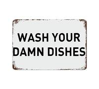 XingFox Lava i tuoi dannati piatti, cartello in metallo per cucina e casa, con detti, decorazioni murali motivazionali, rustiche, 8x12 pollici