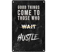 XingFox Le cose belle vengono dopo chi si dà da fare, decorazione da parete retrò vintage e divertente per casa, bagno, bar, pub, ufficio, negozio, 8x12 pollici