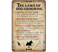 XingFox Le leggi della toelettatura dei cani, cartello in metallo retrò, poster originale, dipinto su ferro, regalo per toelettatore, decorazione murale, dimensioni 8x12 pollici