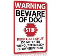 XingFox Letrero de advertencia de Cuidado con el perro para vallas, letrero de hojalata, Cuidado con el perro, no entrar, hogar, cocina, granja, jardín, garaje, decoración de pared, 8 x 12 pulgadas