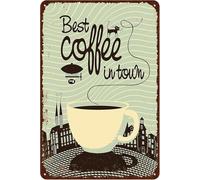 XingFox Letrero de hojalata para decoración de pared, el mejor café de la ciudad, letreros de metal, bar, cafetería retro, regalo decorativo para el hogar para mujeres y hombres, 8 x 12 pulgadas