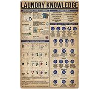 XingFox Letrero de metal con información sobre lavandería: Guía definitiva para la tabla de lavandería, póster para dormitorio, garaje, decoración de pared, placa de 8 x 12 pulgadas
