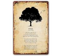 XingFox Letrero de metal con poemas de árboles, citas de Joyce Kilmer, poesía artística, para sala de estar, dormitorio, oficina, decoración contemporánea para el hogar, 20 x 30 cm