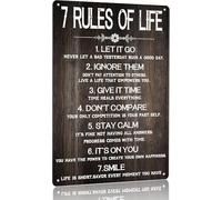 XingFox Letrero de metal inspirador para dormitorio de adolescentes, decoración de pared motivacional con las 7 reglas de la vida, para dormitorio, oficina, niñas, niños y adolescentes, 20 x 30 cm.