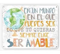 XingFox Letrero de metal retro de 8 x 12 pulgadas, inspirador para el aula de español, para profesores de primaria y secundaria, placa artística rústica para decoración del hogar.