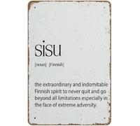 XingFox Letrero de Sisu con la definición de Sisu, impresión en lata de metal, divertido regalo de arte rupestre de 8 x 12 pulgadas