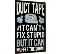 XingFox Letrero metálico sarcástico y divertido para decoración de bar o cueva de hombre, con cinta adhesiva. No puede arreglar la estupidez, pero puede amortiguar el sonido, 8 x 12 pulgadas.