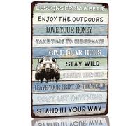 XingFox Lezione da un orso, cartello in metallo, decorazione murale divertente, consigli rustici, citazioni per casa, camera da letto, bagno, ufficio, regali in stile rustico per uomo, 8x12 pollici