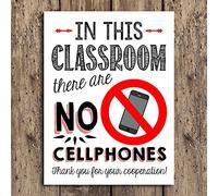 XingFox Manifesto per la classe Regole per gli insegnanti Cartello in metallo virtuale Zona senza telefoni cellulari Parete per la gestione della classe 8x12 pollici