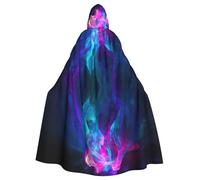 XingFox Mantello con cappuccio di Halloween con stampa di fuoco blu e rossa, mantello con cappuccio per adulti, costume di Halloween, cosplay, mantello da strega con comfort extra