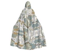 XingFox Mantello con cappuccio di Halloween con stampa di ninfee nere, mantello con cappuccio per adulti, costume di Halloween, cosplay, mantello da strega con comfort extra